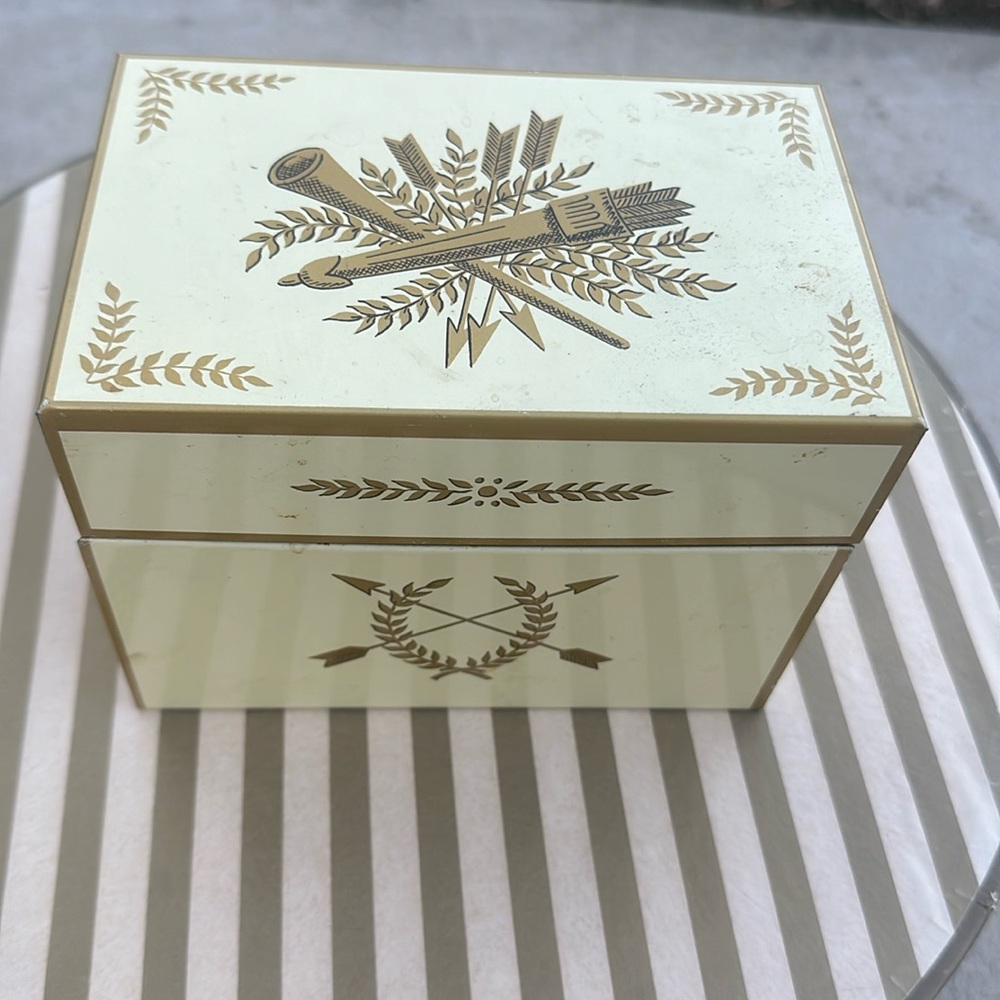 Metal 4" x 6" Recipe CARD FILE BOX - Vintage Ohio Art Co.  - ARROW design MCM